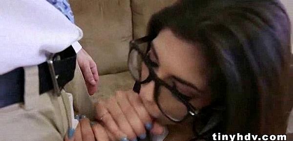  Nerdy teen with glasses gets nailed 93